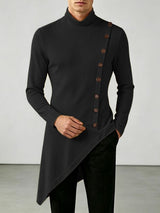 Men's Solid Color Irregular Hem Long Sleeve T-Shirt SKUL27439