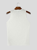 Men's Sexy Clubwear Sheer Animal Jacquard Bound Trim Muscle Fit Sleeveless Round Neck Tank SKUL81886