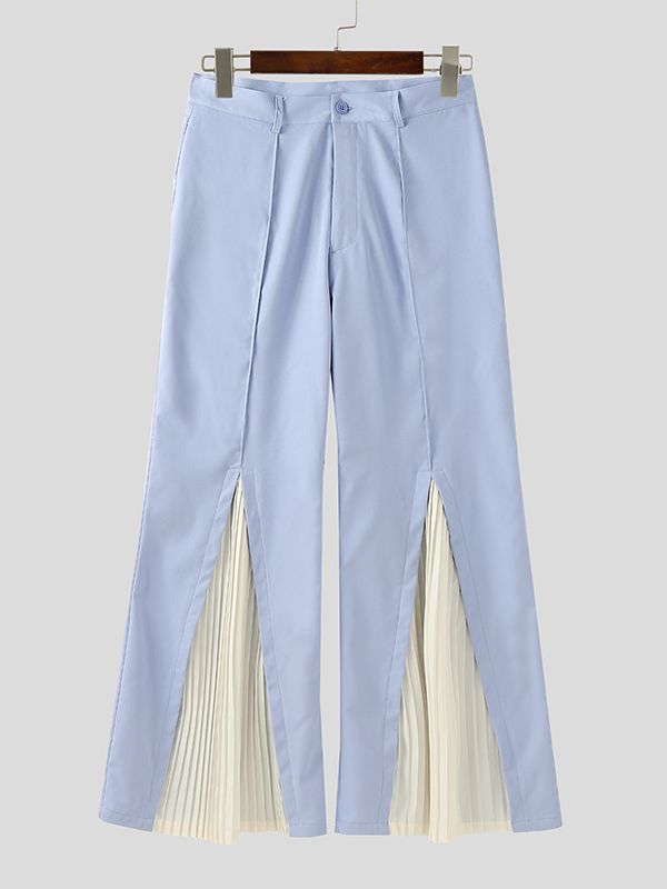 Men's Contrast Color Pleated Patchwork Pant SKUL36645