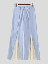 Men's Contrast Color Pleated Patchwork Pant SKUL36645