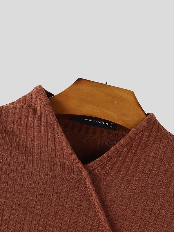 Men's Solid Color Knitted Long Sleeve Sweater SKUL39024