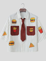 Men's Fun Print Color Block Striped Short Sleeve Shirt SKUL35037