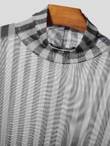 Men's Sheer Striped Cropped Two Pieces Outfit SKUL25950