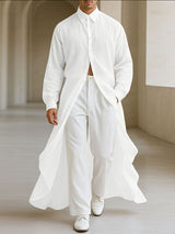 Men's Solid Pleated Textured Long Sleeve Shirt SKUL34216