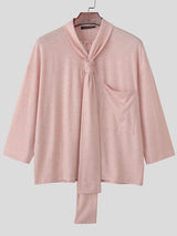 Men's Colorful Cotton Lace Up 3/4 Sleeve Shirt SKUL41015