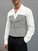 Men's Color Block Long Sleeve Shirt SKUL42551