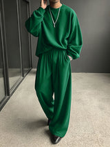 Men's Early Autumn Cozy Solid Color Loose Two Pieces Outfit SKUL80539
