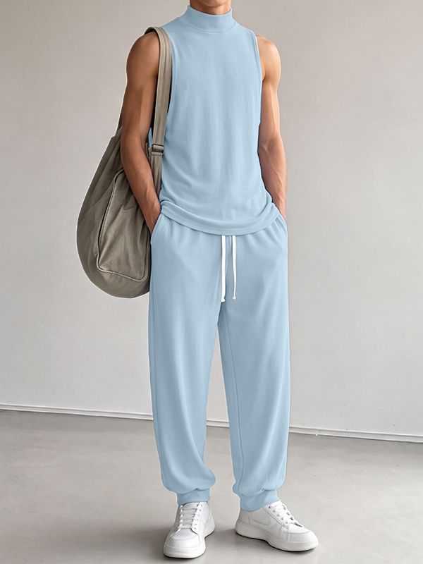 Men's Clean Casual Elevated Mock Neck Two Pieces Outfit SKUL79746