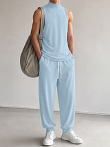 Men's Clean Casual Elevated Mock Neck Two Pieces Outfit SKUL79746
