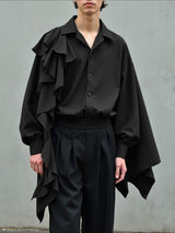 Men's Ruffle Patchwork Loose Long Sleeve Shirt SKUL35033