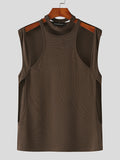 Mens Solid Cutout See Through Sleeveless Vest SKUK50837