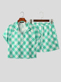 Mens Plaid Casual Two Pieces Outfits SKUK08341