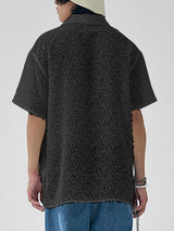 Men's Plush Tassel Short Sleeve Shirt SKUL32940