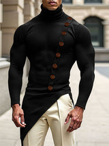 Men's Solid Color Irregular Hem Long Sleeve T-Shirt SKUL27439