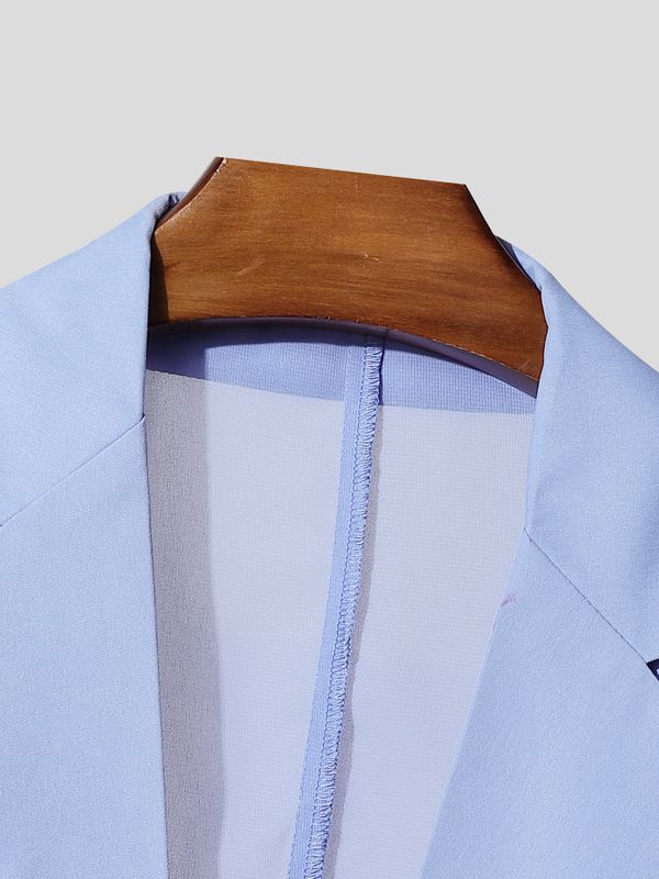 Men's Avant-Garde Mesh Patchwork Epaulet Zipper Short Sleeve Blazer SKUL63851