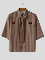 Men's Striped Floral Casual Short Sleeve Shirt SKUL29603