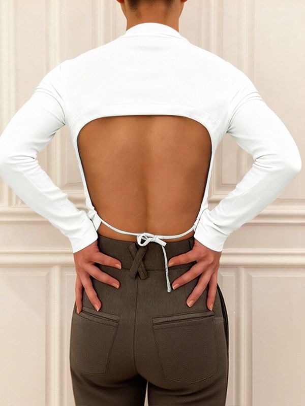 Men's Back Cutout Long Sleeve T-shirt SKUL44012