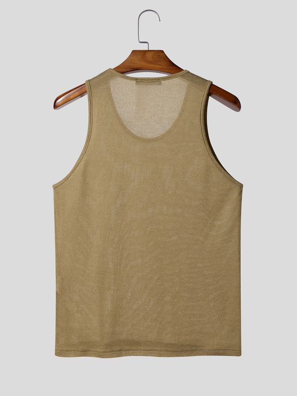 Men's Vintage Casual Slub Textured Knit Fitted Muscle Tank SKUL69705