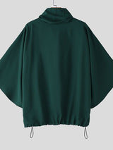 Men's Solid Color Stacked Collar 3/4 Length Sleeve Shirt SKUL51891