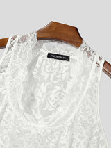Men's Sheer Lace Cropped Tank SKUL22315