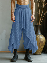 Mens Solid Color Textured Layered High Waist Pant SKUL18772