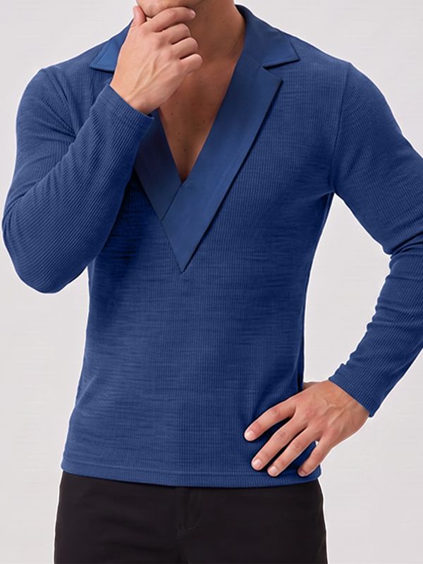 Men's Solid Color Knit Long Sleeve Sweater SKUL31942