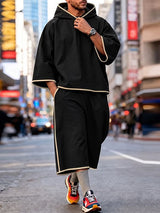 Men's Urban Streetwear City Walk Contrast Trim Two Pieces Outfit SKUL83247