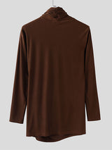 Men's Metal Button High Neck Long Sleeve T Shirt SKUL37662