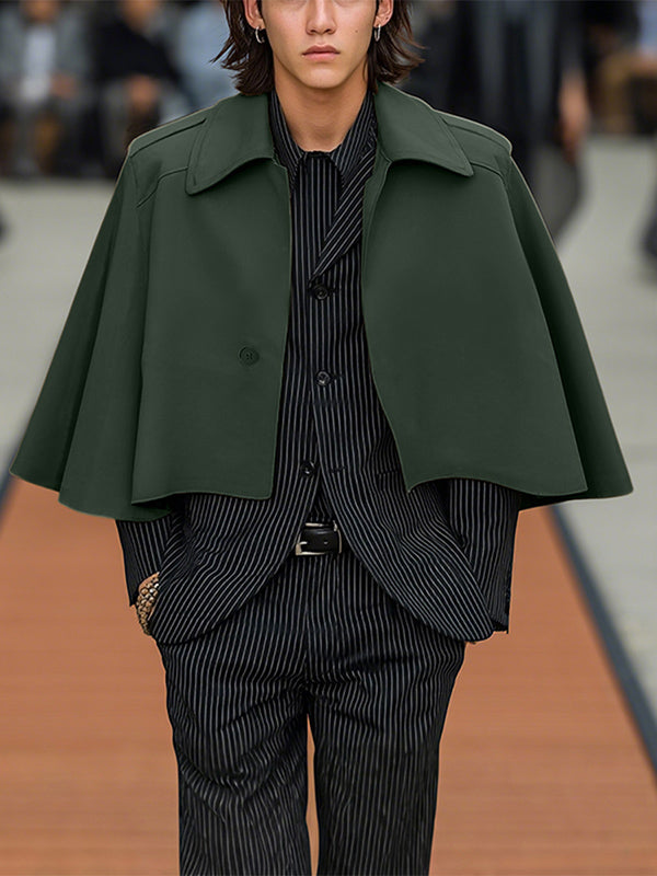 Men's Solid Cropped Casual Cloak SKUL29722