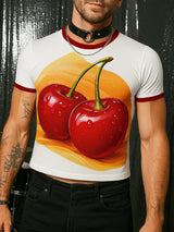 Men's Fruit Print Color Block Short Sleeve T-Shirt SKUL18881