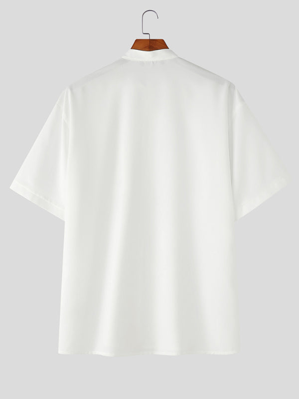 Men's Solid Color Casual Short Sleeve Shirt SKUL24193