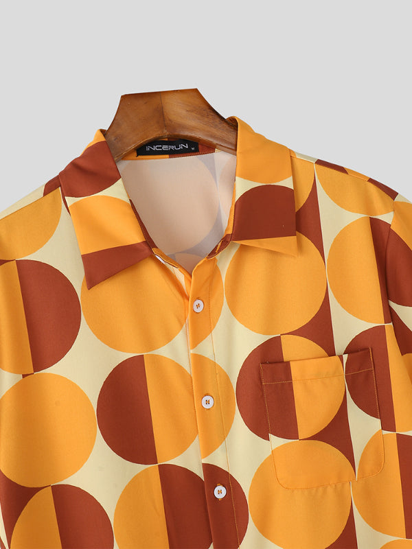 Men's Geometric Print Short Sleeve Shirt SKUL20158