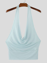 Men's Solid Color Deep V Neck Cropped Tank SKUL54061