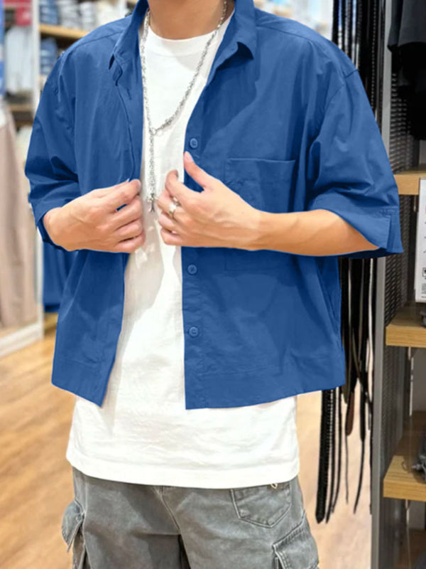 Men's Solid Casual Short Sleeve Shirt SKUL34070