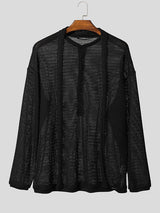 Men's Sheer Hollow Out Long Sleeve Sweater SKUL29587