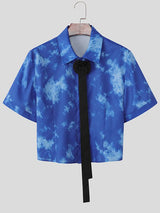 Men's Tie-Dye 3D Floral Design Short Sleeve Shirt SKUL55613