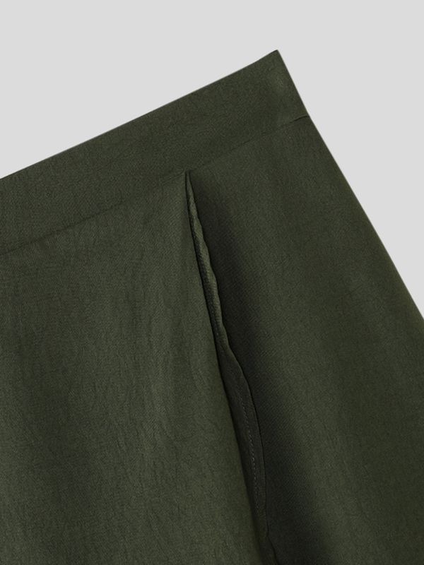Men's Avant-Garde Asymmetric Layered Cross Wrap Harem Capri Pant SKUL54656