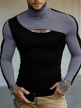 Men's Contrast Color Knit Long Sleeve T-shirt SKUL50771