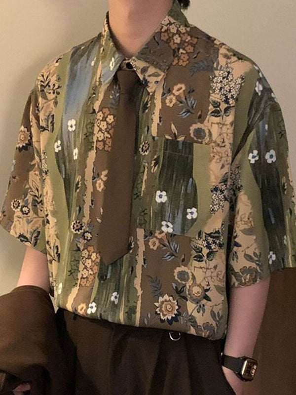 Mens Floral Print Long Sleeve Shirt SKUL01046