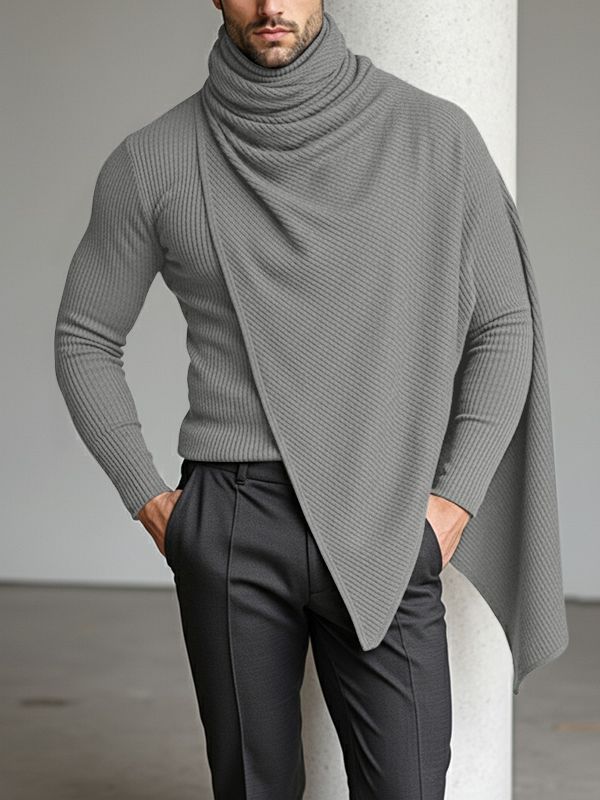 Men's Textured Knit Layered Long Sleeve T-shirt SKUL43949