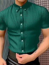 Mens Textured Fitted Short-Sleeve Shirt SKUL02075