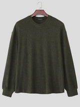 Men's Solid Color Textured Long Sleeve Sweater SKUL29705