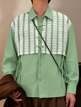 Men's Striped Lace Print Long Sleeve Shirt SKUL40708