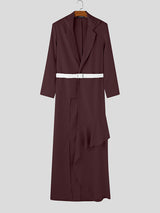 Mens Solid Color Ruffle Trim Long Blazer SKUL02257
