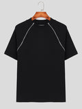 Mens Solid Double Zip Design Rib-Knit T-Shirt SKUK30107