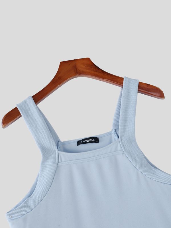 Men's Casual Summer Square Neck Wide Strap Tank SKUL71297