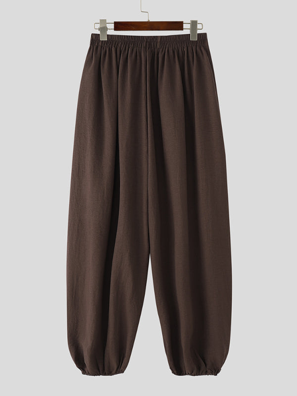 Mens Solid Color Ruched Casual Pant SKUL15368