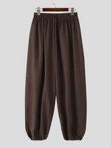 Mens Solid Color Ruched Casual Pant SKUL15368