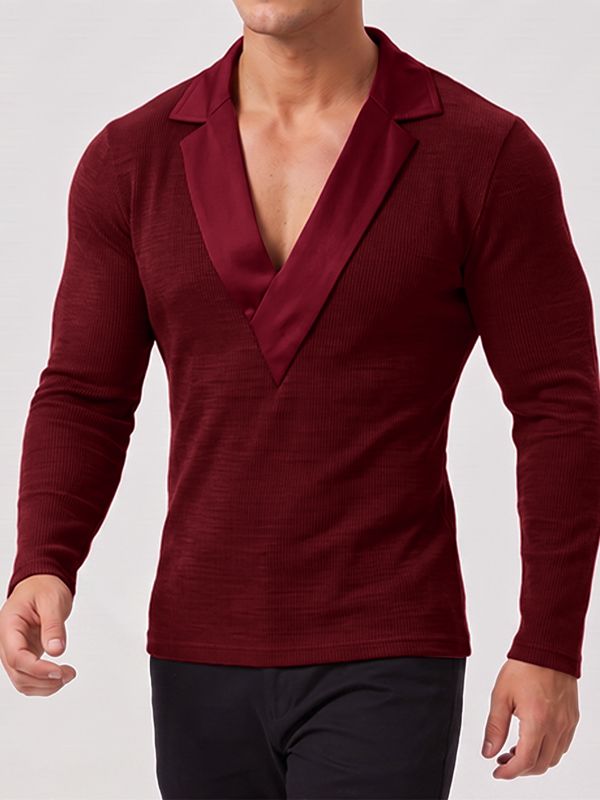 Men's Solid Color Knit Long Sleeve Sweater SKUL31942