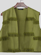 Men's Tassel Patchwork Cropped Waistcoat SKUL47917